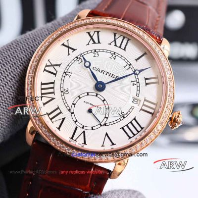 Replica Swiss Ronde Croiere De Cartier Diamond Bezel Roman Face watch 